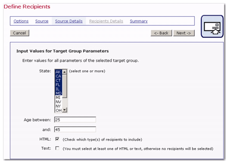 Defining Recipients of an Email Job